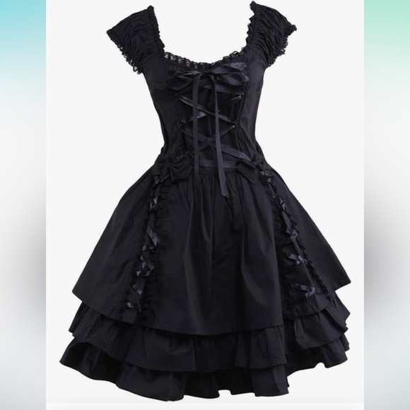 Dresses & Skirts - Lace up layered goth dress size xs NWOT